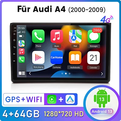 Für Audi A4 8E 8H B6 B7 2000-09 4+64G Carplay Android 13 Autoradio NAVI DAB+ SWC - Bild 1 von 4