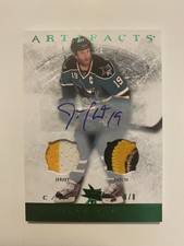 2012-13 Upper Deck Artifacts 4 Color Patch Auto  /8 Joe Thornton #40 Emerald 