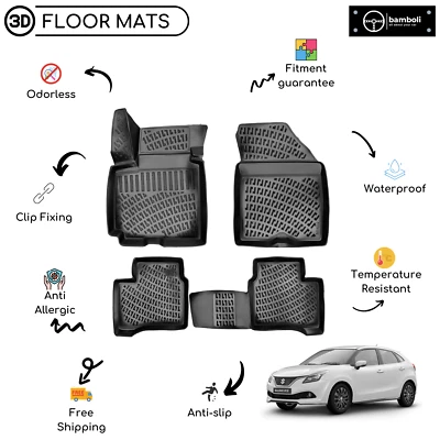 Alfombrilla de goma moldeada personalizada para Suzuki Baleno 2015 - Up Black Foto 1 de 4