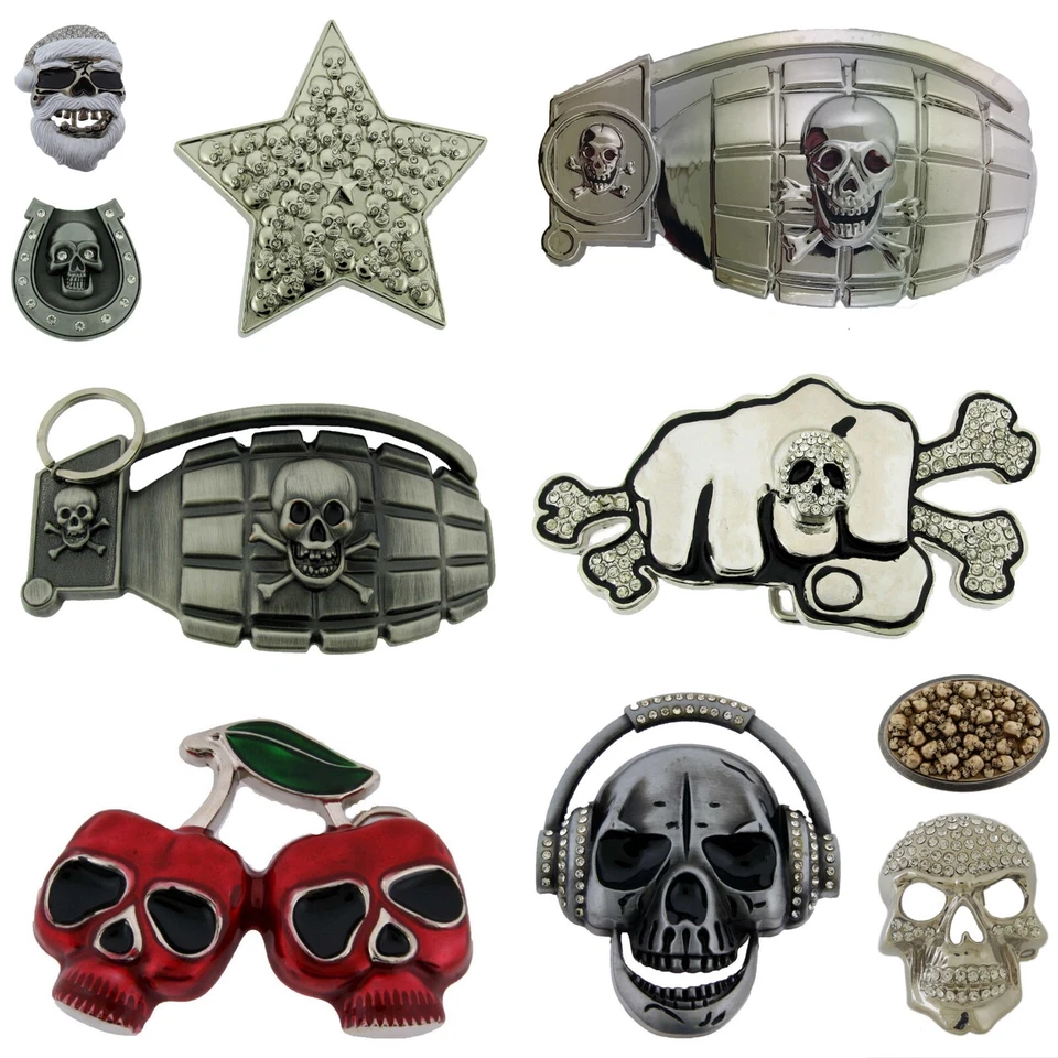 Calavera Esqueleto Tatuaje Metal Cinturón Hebilla Halloween Fiesta Disfraz Hombres Mujeres Nuevo Foto 1 de 4