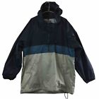 St. Bernard Jacket Large Navy Blue Grey Hooded Quarter Zip Raincoat Windbreaker