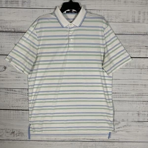 Polo de golf Ralph Lauren RLX para hombre L grande blanco a rayas manga corta elástico - Imagen 1 de 12