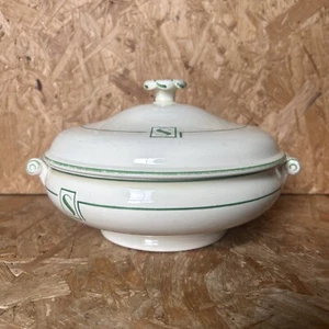 Vintage Wedgwood Green Monogrammed S Tureen Lidded Vegetable Serving Dish Bowl - Picture 1 of 10