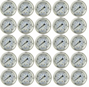 25 PACK LIQUID FILLED PRESSURE GAUGE 0-1000 PSI, 2" FACE, 1/4" BACK MOUNT - Picture 1 of 3