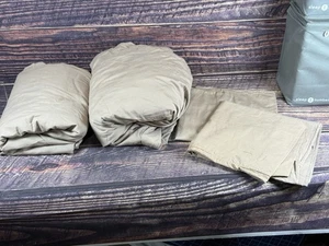 SLEEP NUMBER light brown TAN (4PC) KING split top SHEET SET -Smart fit-PRE OWNED - Picture 1 of 3