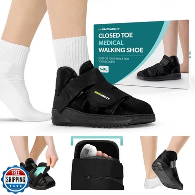 BraceAbility Closed Toe Medical Walking Shoe - Lightweight Broken Toe Cast Bo - Image 1 of 4