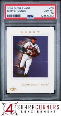 2003 FLEER AVANT #59 CHIPPER JONES BRAVES HOF POP 5 PSA 10 - Image 1 of 3
