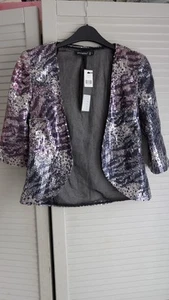 Primark Silver And Purple Sequin Jacket Size 8 - Picture 1 of 6
