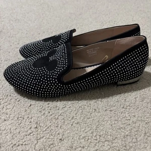 Disney Mickey Mouse Women’s Size 9 Black Diamanté Flats Shoes Slippers Loafers - Picture 1 of 12