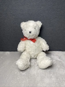 Carters White Bear Plush Teddy Red Bow Ribbon Embroidered Foot Lovey Stuffed Toy - Picture 1 of 5