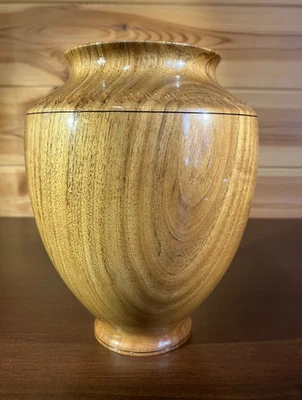 Artisanal Hand Turned Bungendore Wood Works Gallery Wooden Vase Signed - Image 1 of 4