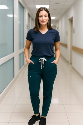 NWT Figs 5XL Dark Teal Technical Collection Scrub Jogger Stretch Waist Medical - Image 1 of 4