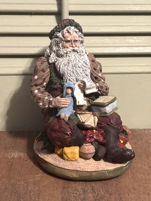 Santa Claus Checking His List Belsnickel Figurine Shelf Sitter Resin Pere Noel - Image 1 of 4