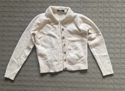 Brandy Melville Sweater Women XS Ivory Wool Nylon Cardigan Button  - Image 1 of 4