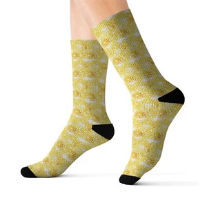 Zitronenschale gelb Fruchtmuster Erwachsene und Jugendliche Sublimation Socken - Bild 1 von 13