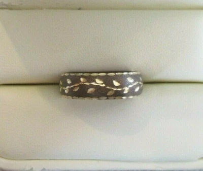 Alianza de boda MILOR 14K oro amarillo corte diamante esmalte negro anillo 10 [R28] Foto 1 de 4