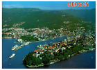 Widok z lotu ptaka Bergen Norwegia w kierunku portu Pocztówka VTG DARMOWY STATEK!