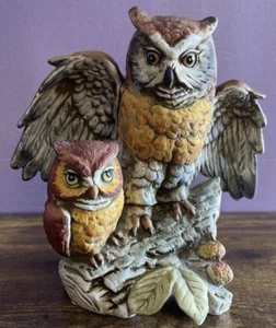 Estatua de búhos Uctci de colección padre bebé búho en rama árbol tronco búho estatuilla - Imagen 1 de 12