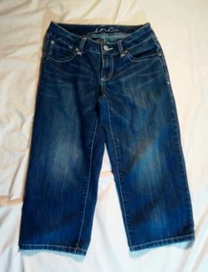 Inc Faded Stretch Blue Faded Distressed Capri Jeans Size 0 - Picture 1 of 6