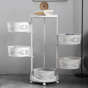 5 Schichten Küche Drehbar Organizer Regal Obst Gemüse Aufbewahrung Korb mit Rollen - Bild 1 von 11