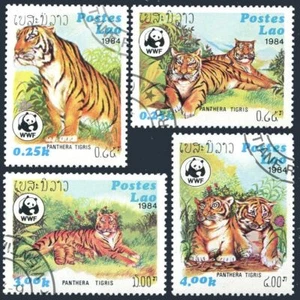 Laos 517-520, CTO. Michel 706-709. WWF 1984. Panthera tigris. - Picture 1 of 1