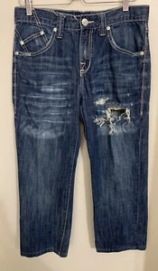 Rock & Republic Jeans Men’s 32X26 Rebellion Distressed Embroidered Thick Stitch - Picture 1 of 12