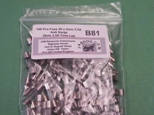 100 piezas fusible de vidrio de 3,5A de soplo lento antisobretensiones 20 mm x 5 mm 250 V 90 g B81 - Imagen 1 de 5