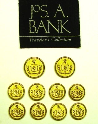 JOS A BANK replacement buttons 10 gold tone 2-part metal buttons Good Used Cond. - Image 1 of 4