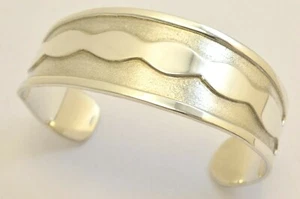 Men/Women Wide Taxco Mexican 925 Sterling Silver Cuff Bangle Bracelet.40 grams   - Picture 1 of 12