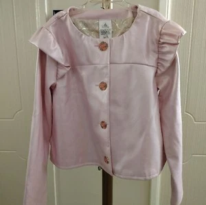 Disney Princess Little Girls Pink Faux Leather Jacket size 9/10 - Picture 1 of 7