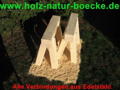 2 x Holzböcke neu mit Edelstahl, Arbeitsböcke, Montageböcke,Tischböcke,Bootsbock - Bild 1 von 4