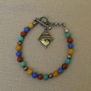 Pulsera Carolyn Pollack Multi Piedras Preciosas Cuentas Plata de Ley 925 7.5"L - Imagen 1 de 4