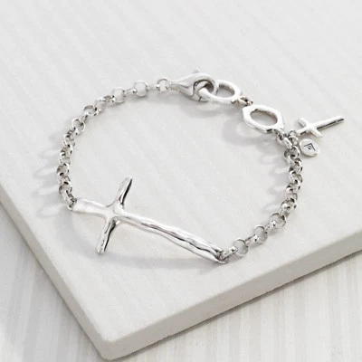 Silpada In Good Faith Sterling Silver Cross Link Bracelet B2896 - Image 1 of 4