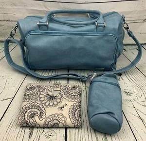 Double Zip Satchel Nappy Diaper Bag Powder Blue - Picture 1 of 5