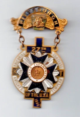 Antigua Medalla Caballeros Templarios Nacional Gran Campamento de Estados Unidos 1898 Pittsburgh PA Foto 1 de 2