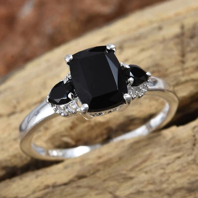 Thai Black Spinel Sterling Silver Ring (Size 10.0) 3.19cts. W/Gift Box   #JR267 - Image 1 of 4