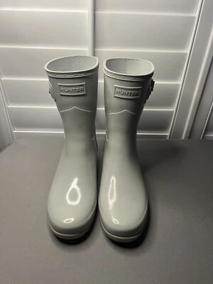 Bota de lluvia brillante Hunter Org Refined Classic Short Gris Talla US 6 Foto 1 de 4
