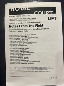 Notes From The Field Jerwood Theatre Programme & Ticket - Picture 1 of 1