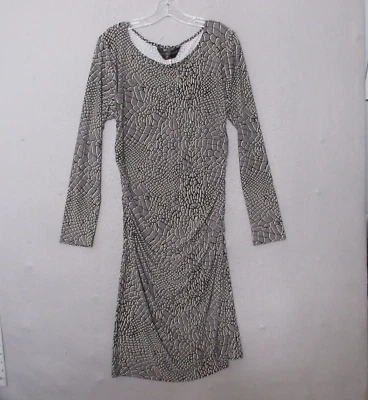 Vestido Kamali Kulture Norma Kamali XL Gris Negro Estampado Animal Ruche Fiesta Evento Foto 1 de 4