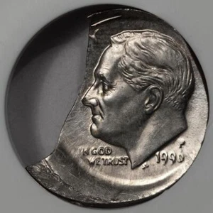 1996 NGC MS645FT Off Center On Curved Clip Planchet Dime Mint Error Very Rare - Picture 1 of 4