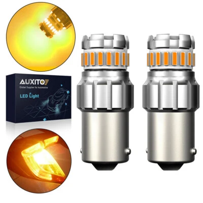 AUXITO BA15S 1156 P21W 382 LED AMBER TURN SIGNAL INDICATOR LIGHT BULB YELLOW 2PC - Image 1 of 4