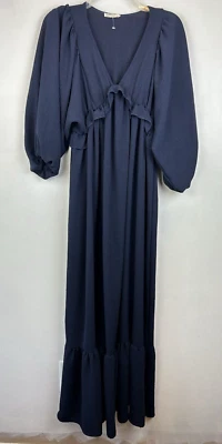 Beeson River Maxi Dress Womans S Solid Navy Blue Peasant Flowy Romantic - Image 1 of 4