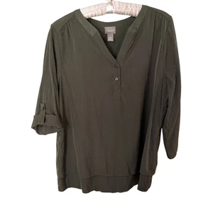 CHICOS - Blouse - Dark green - 3/4 sleeve - Size 1- resort casual - Picture 1 of 9