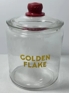 Tom’s Golden Flake Glass Jar W/ Lid Advertising Countertop Store 1950s VTG - Picture 1 of 14