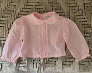 Vintage Tiny Tots Infant Baby Girl Pink 3-6 Months Shirt Peter Pan Collar Top - Picture 1 of 6