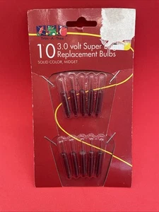 Vintage Christmas Tree Replacement Pack of 10 Red Bright Midget 3v Bulbs  NOS - Picture 1 of 3