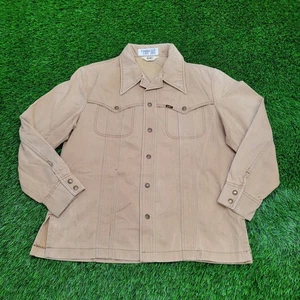 Vintage 60s Lee Snap Button Shirt XL 24x29 Khaki Brown USA - Picture 1 of 14