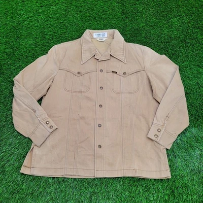 Vintage 60s Lee Snap Button Shirt XL 24x29 Khaki Brown USA - Image 1 of 4