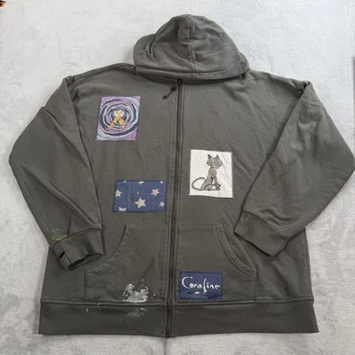Sudadera con Capucha Coraline LAIKA Para Mujer L Gris Cremallera Completa Parche Gráfico Promoción de Película Tema Candente Foto 1 de 4