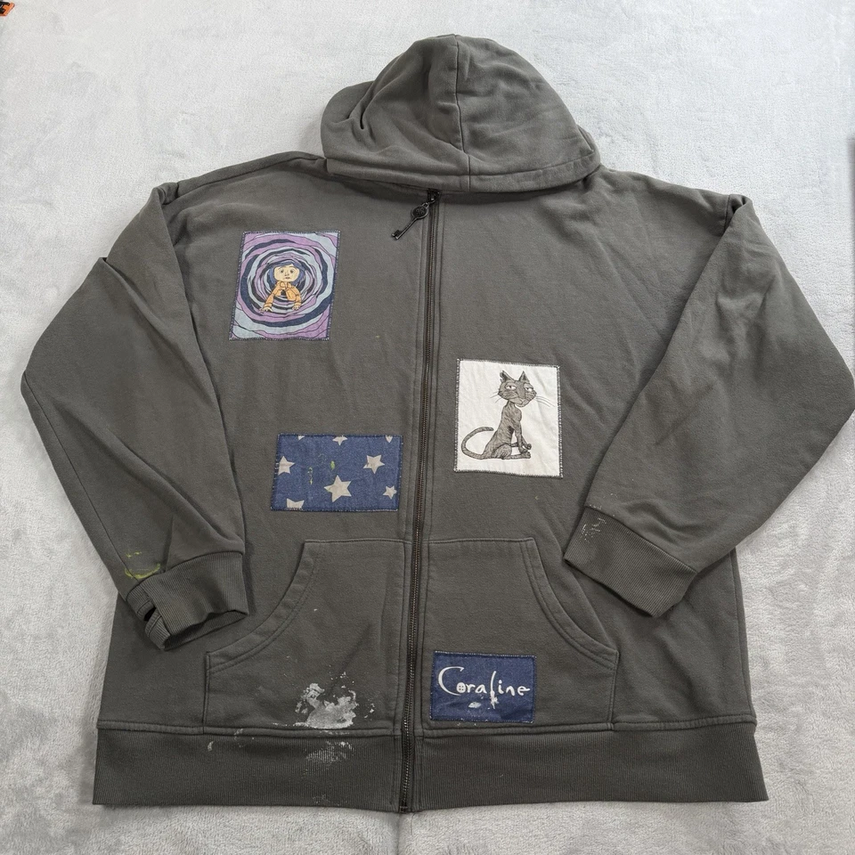 Sudadera con Capucha Coraline LAIKA Para Mujer L Gris Cremallera Completa Parche Gráfico Promoción de Película Tema Candente Foto 1 de 4